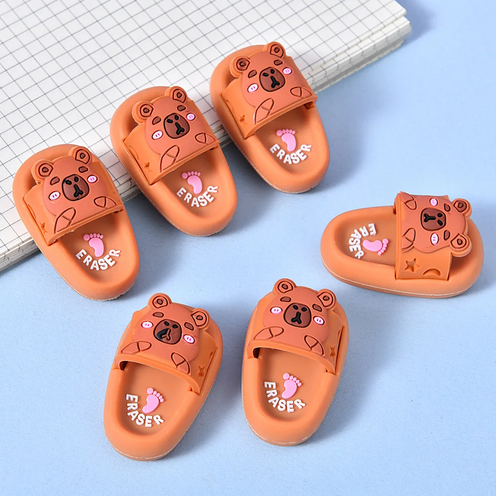 2 قطعة (1 صندوق) من النعال الإبداعية اللطيفة على شكل ممحاة الطالب ممحاة كابيبارا الصغيرة اللوازم المدرسية