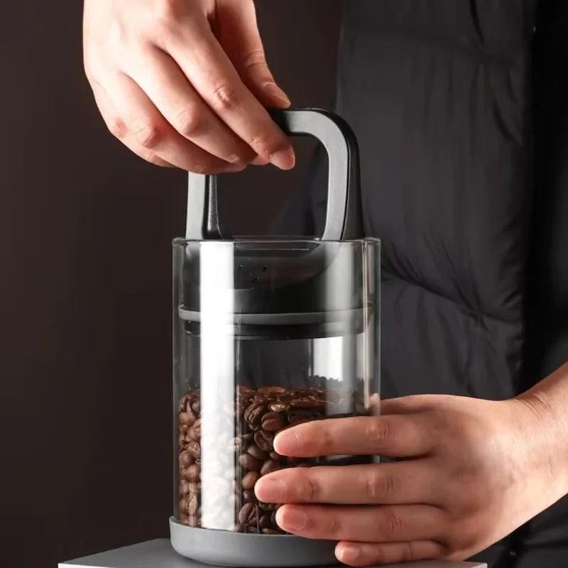 Coffee Beans Vacuum Sealed Tank Transparent Glass Food Storage Jars Household Moisture-proof Air Extraction Airtight Container view 2