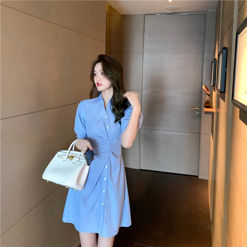 Summer office Lady women's clothing design shirt dress High quality fashionable Dress 2024 New