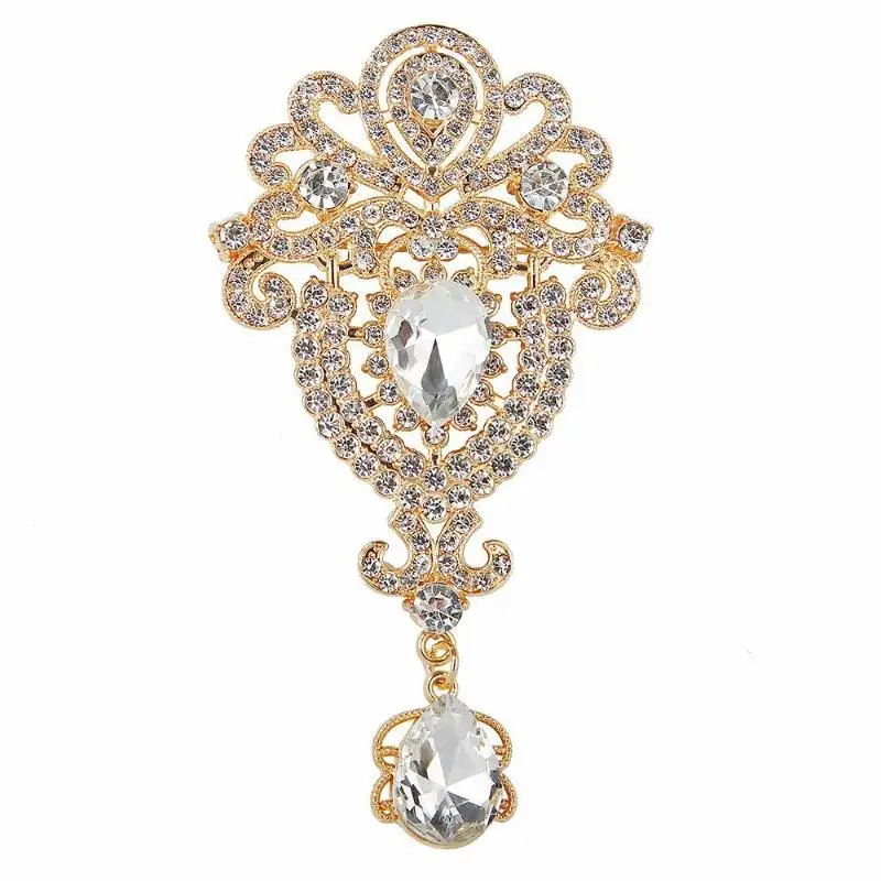 Luxury Crystal Crystal Brooch Diamond Inlaid Teardrop Shape Rhinestone Brooches Water Droplet Brooch Jewelry Gifts