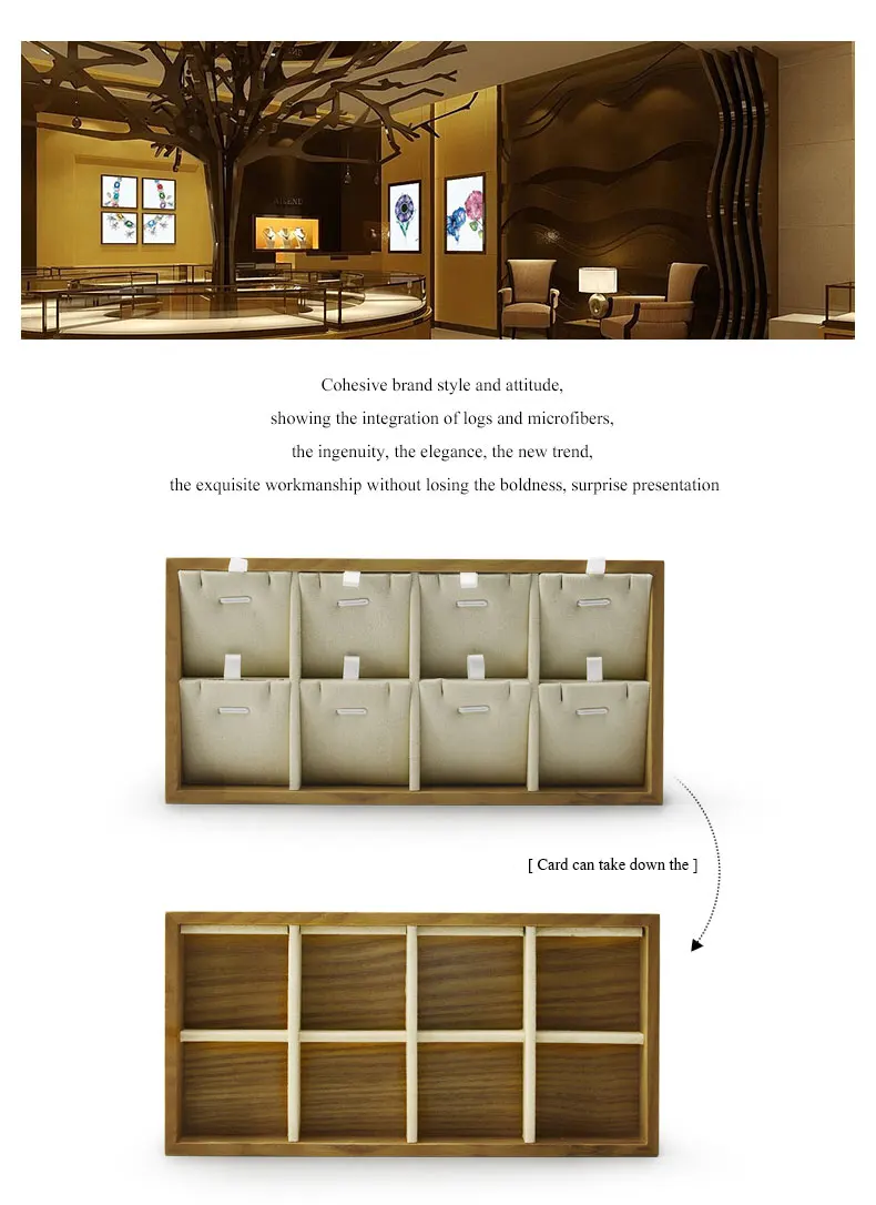 Oirlv Holz-Schmuckdisplay Schmuckaufbewahrungsbox mit Mikrofaser-Einsatz Anhänger-Ketten-Displayständer Halter Ring-Organizer – Detail 13