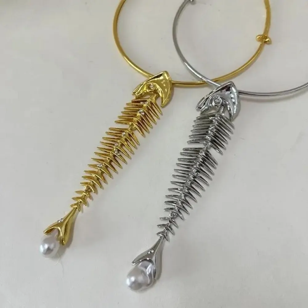 Fashion Alloy Big Fish Bone Pendant Exaggerated Choker Women Jewelry Accessories Gift