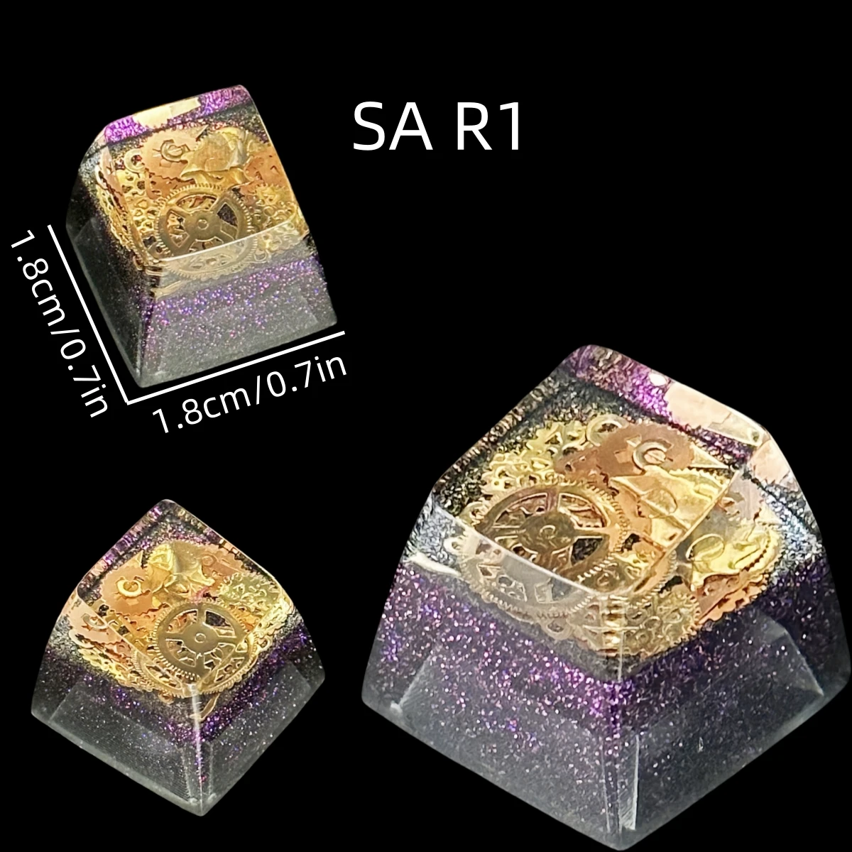 أغطية مفاتيح من الراتنج باللون الأسود والذهبي من SA R1 مصنوعة يدويًا مفردة للوحة المفاتيح الميكانيكية MX #3