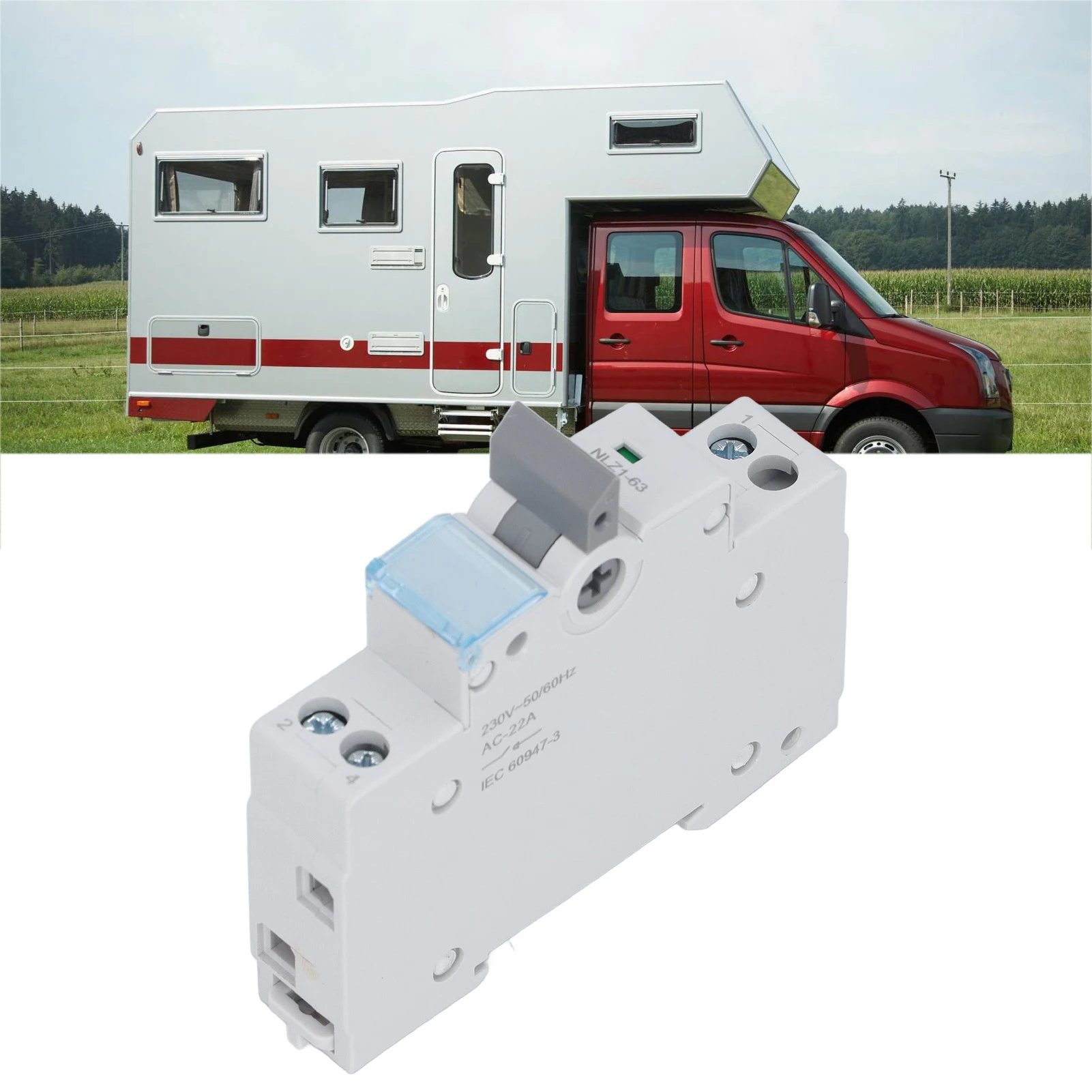 Dual Power Manual Transfer Switch 63A 1P MTS DIN Rail Mount Circuit Breaker for RV Home 230VAC