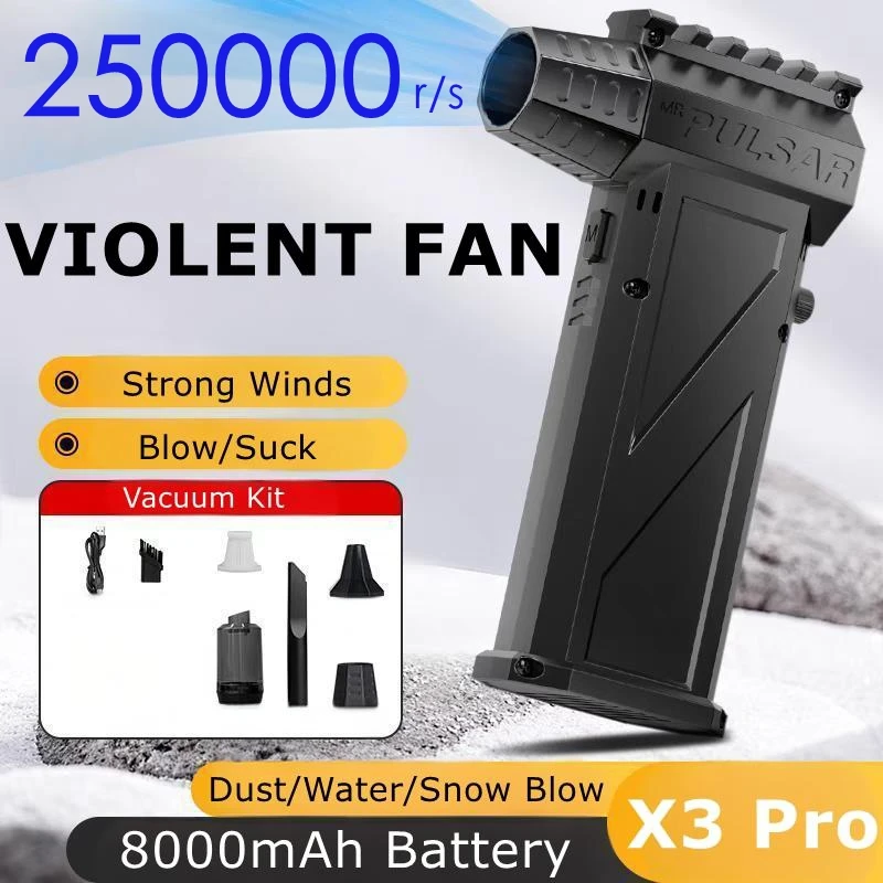 

Powerful Air Vacuum Blower X3Pro Turbo Jet Fan 250000RPM Motor Turbo Air Blower Rechargeable Fan Portable Jet Dryer Car Cleaning