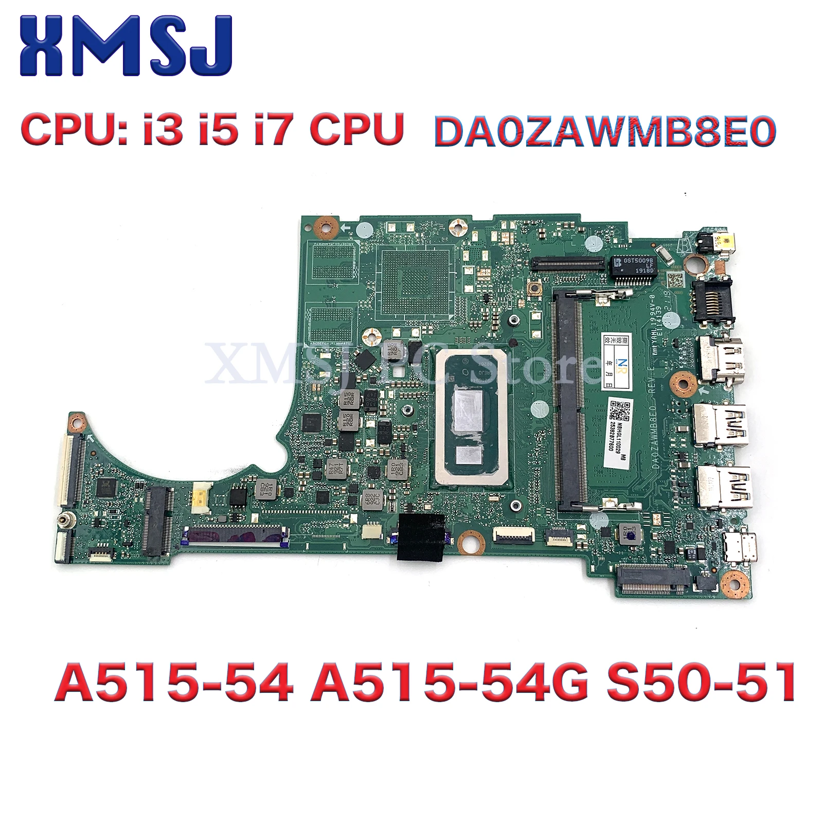 For Acer A515-54 A515-54G S50-51 Laptop Motherboard DA0ZAWMB8E0 With i3 i5 i7 CPU 0GB or 4GB-RAM UMA DDR4 100% Test Ok