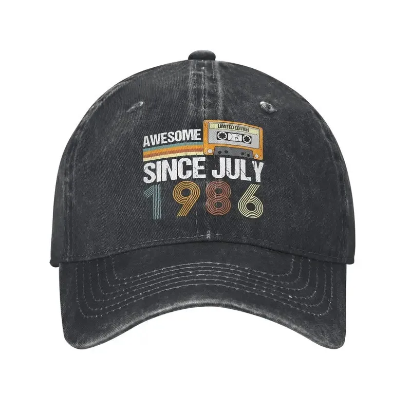 Awesome Since July 1986 Vintage Baseball Cap Retro Cassette Print Unisex Casual Sun Hat