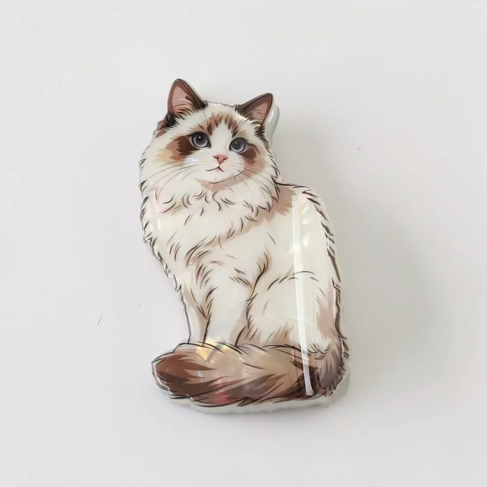 Cute Cat Shape Hair Claw For Girls Creative PVC Animal Hair Barrette Fashionable Headwear For Daily Hair Styling