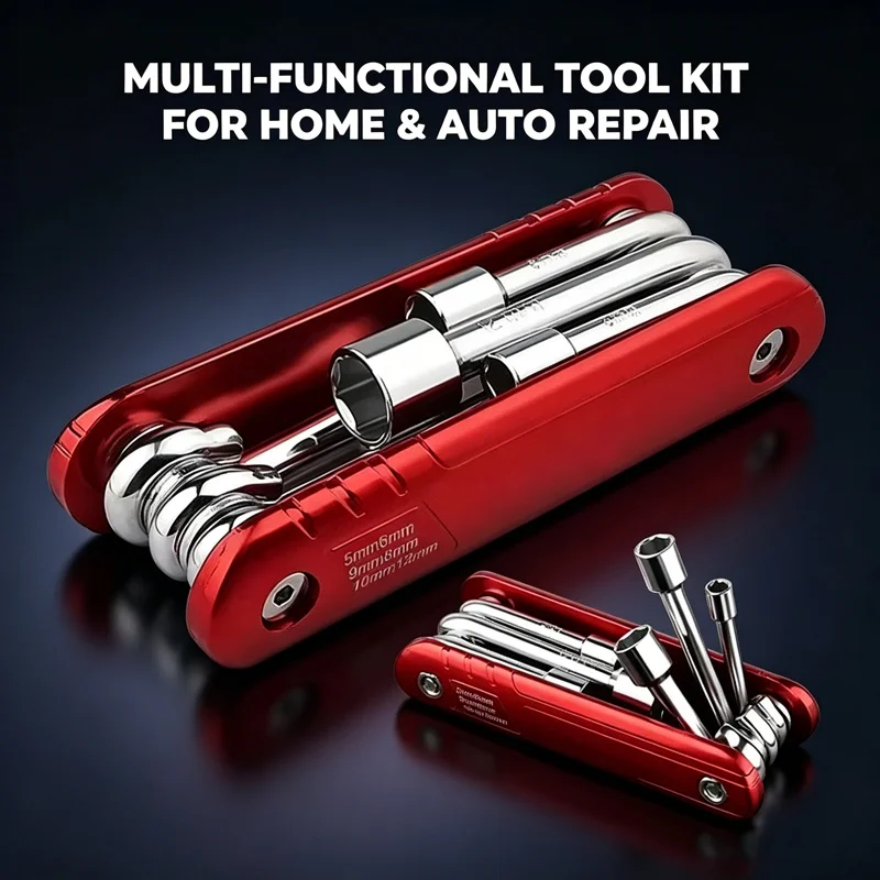 6 Size Metric Folding Hex Socket Wrench Set Lightweight Fold Design Hand Tool For Bicycle Mechanical Household Repair Jobs