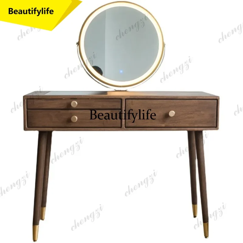 M9344  Tall Dresser Bedroom Hairstyle Modern Vanity Makeup Desk Led Lights Storage Locker Mirror with Jewelry Cabinet Sleep