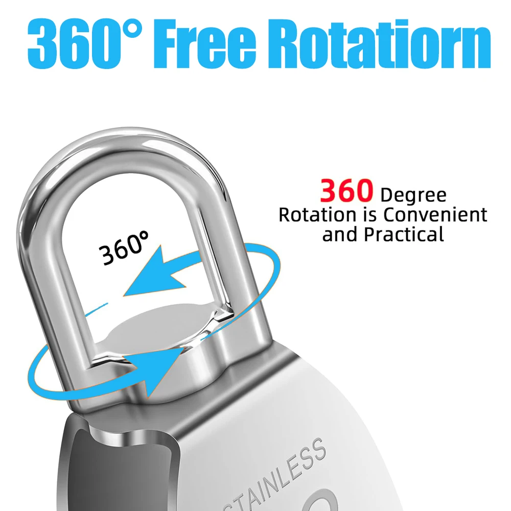 304 Stainless Steel M15 Single Pulley Block Wire Rope Hanging Wire Towing Wheel with Spring Snap Hook with 360° Rotation