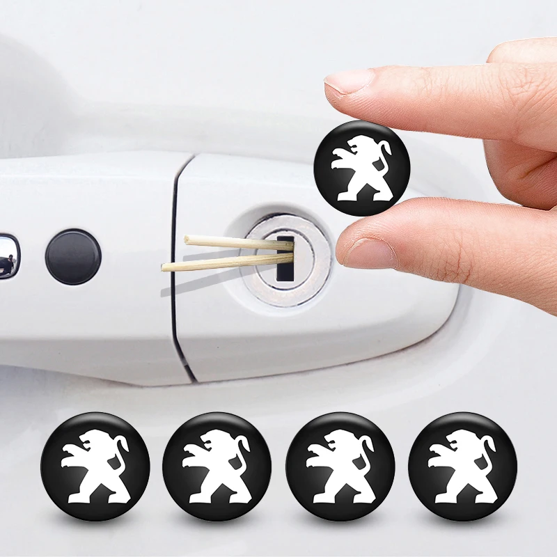 

4pcs Universal Car Door Key Hole Lock Anti-Dustproof Stickers for Peugeot 206 207 208 107 106 205 4008 301 607 108 807 407 508