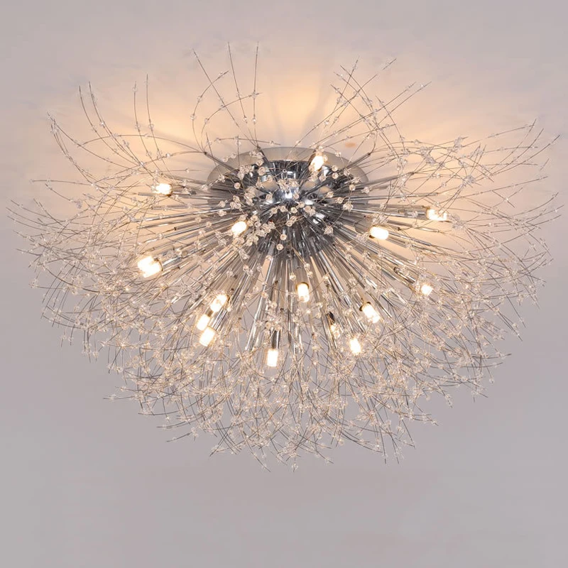 Imagem -04 - Crystal Dandelion Luz de Teto para Home Decor Golden Bracket Lamp Decoração do Hotel Foyer e Quarto