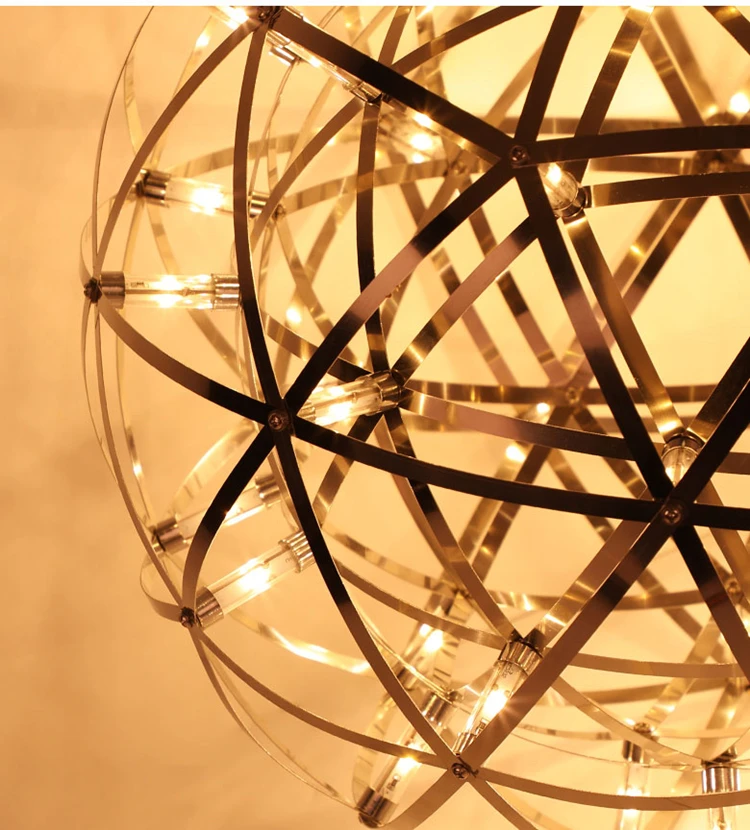 Industrial Spark Ball Pendant Light High End Designer Stainless Steel Dual Chip LED Loft Chandelier Required Cafe Bar Restaurant view 6