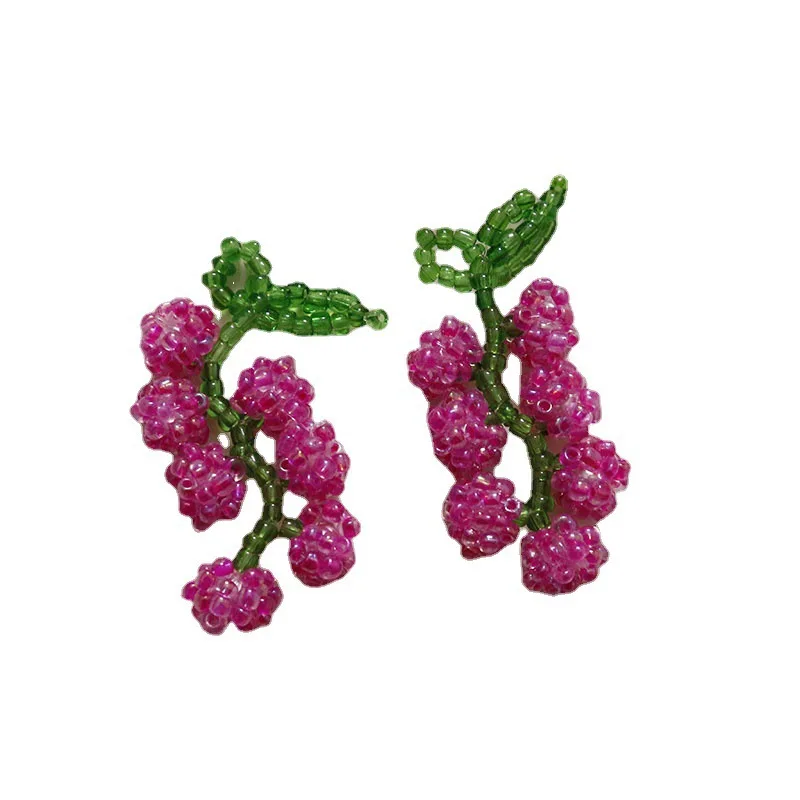 2pcs Sweet and versatile string of purple grapes DIY accessories hand-woven beaded charms for jewelry making earrings supplies