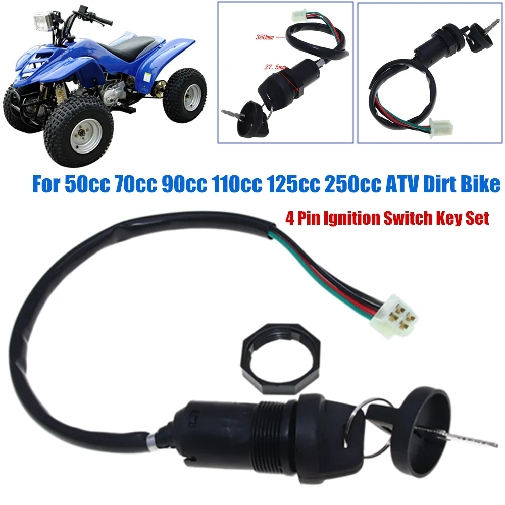 Llave de encendido Universal para coche, cables de interruptor de encendido para motocicleta, llave de bloqueo para ATV, Kart, Scooter,