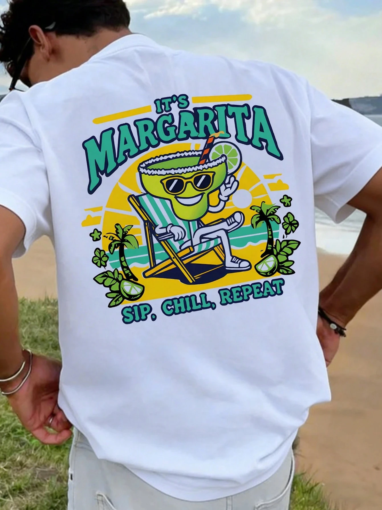 2026 Vintage Summer Street T‑Shirt Kids Adults Y2K Aesthetic Beach Drink Print Oversized Short Sleeve Casual Hip‑Hop Tee