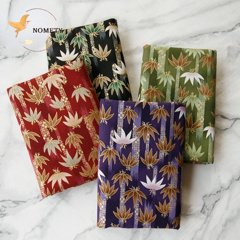 Bronzed Cotton Fabric Plain Printed Bamboo Leaves Patchwork Cloth For Sewing Purses Pillowcase Tablecloth DIY 145*50cm