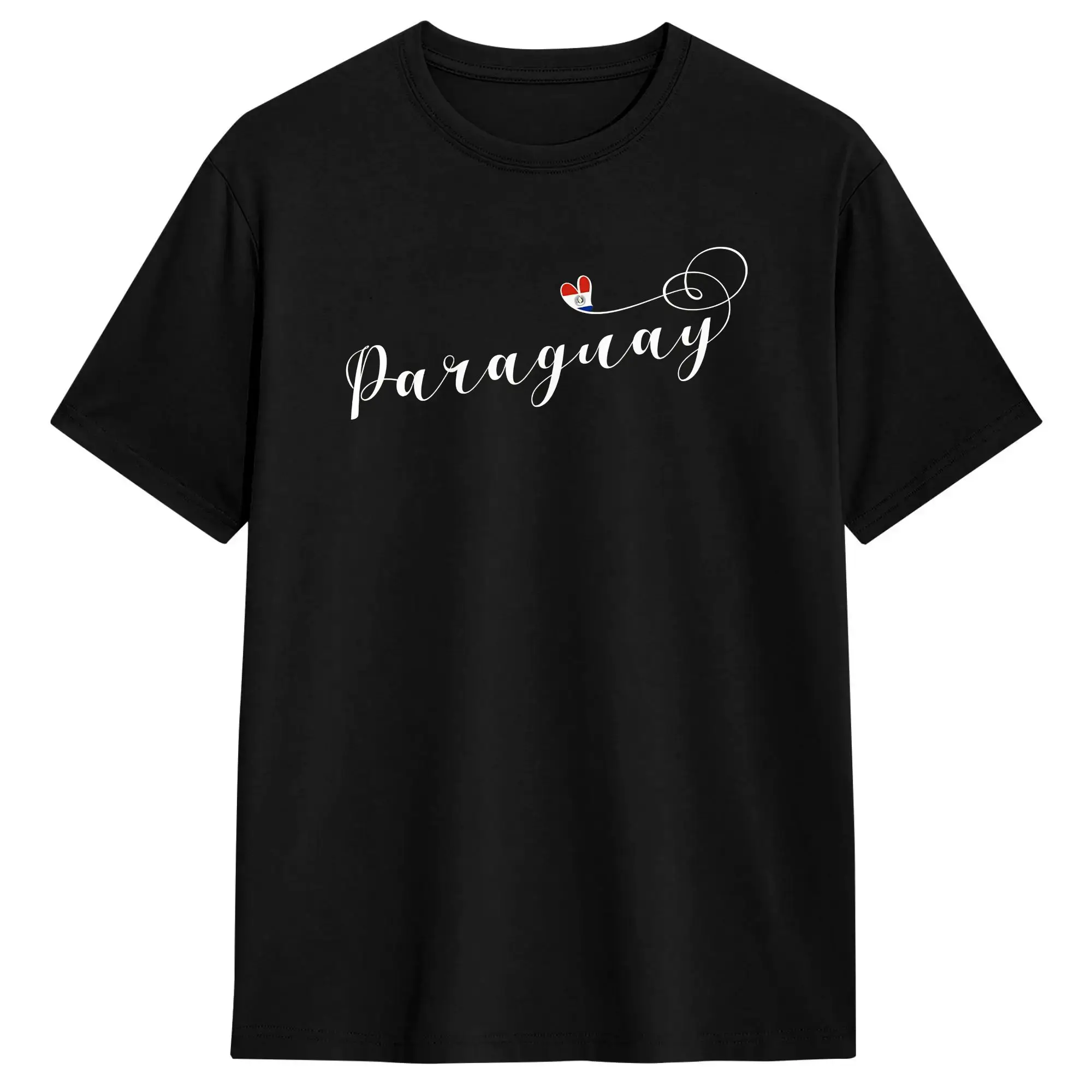 Paraguay Flag in Heart Republica del Paraguay T-Shirt Summer T-Shirts Men 100% Cotton O-Neck 6XL Top Tees Short-Sleeve Tops