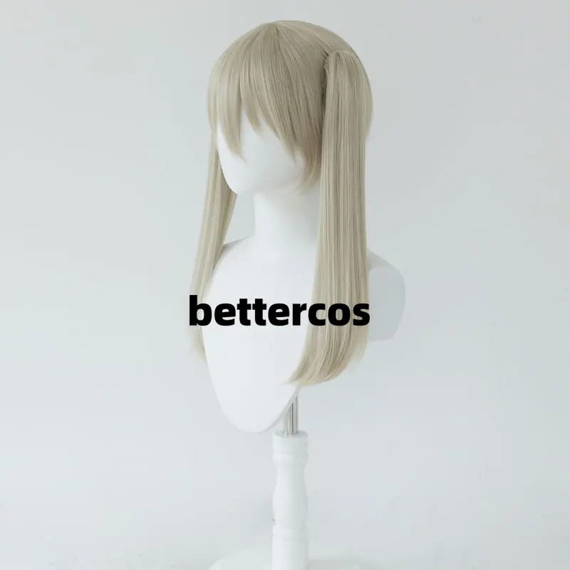 Anime Maka Albarn Cosplay Wigs Linen Double Clip Ponytail Heat Resistant Synthetic Hair Cosplay Wig + Wig Cap