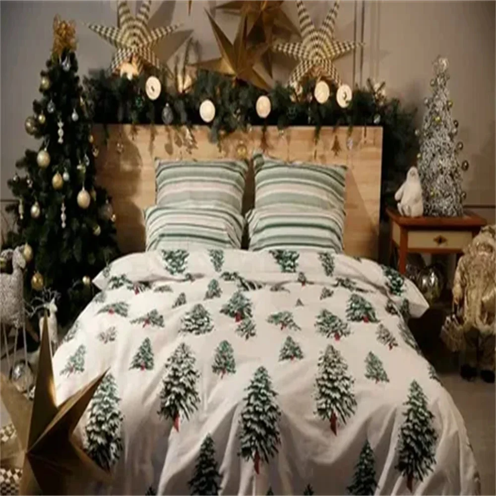 Merry Christmas Duvet Cover Christmas Tree for Home Festival Decoration 220*240 Full Size Quilt Cover Comforter Cover Polyester