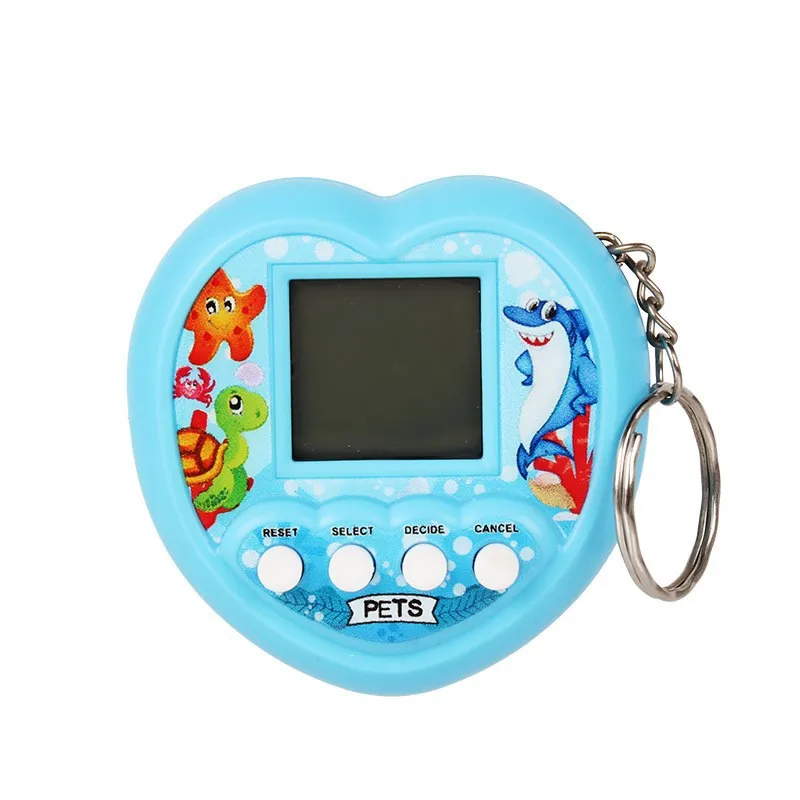 Macchina elettronica per animali domestici a forma di cuore per bambini Tamagotchi Console di gioco portatile Giocattolo Mini portachiavi con ciondolo per animali domestici digitale virtuale Piccoli giocattoli