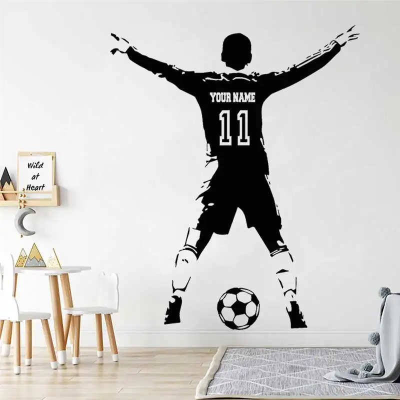 

Personalized custom football player wall decals football lover boy room activity room bedroom decoration vinyl wall decal gift