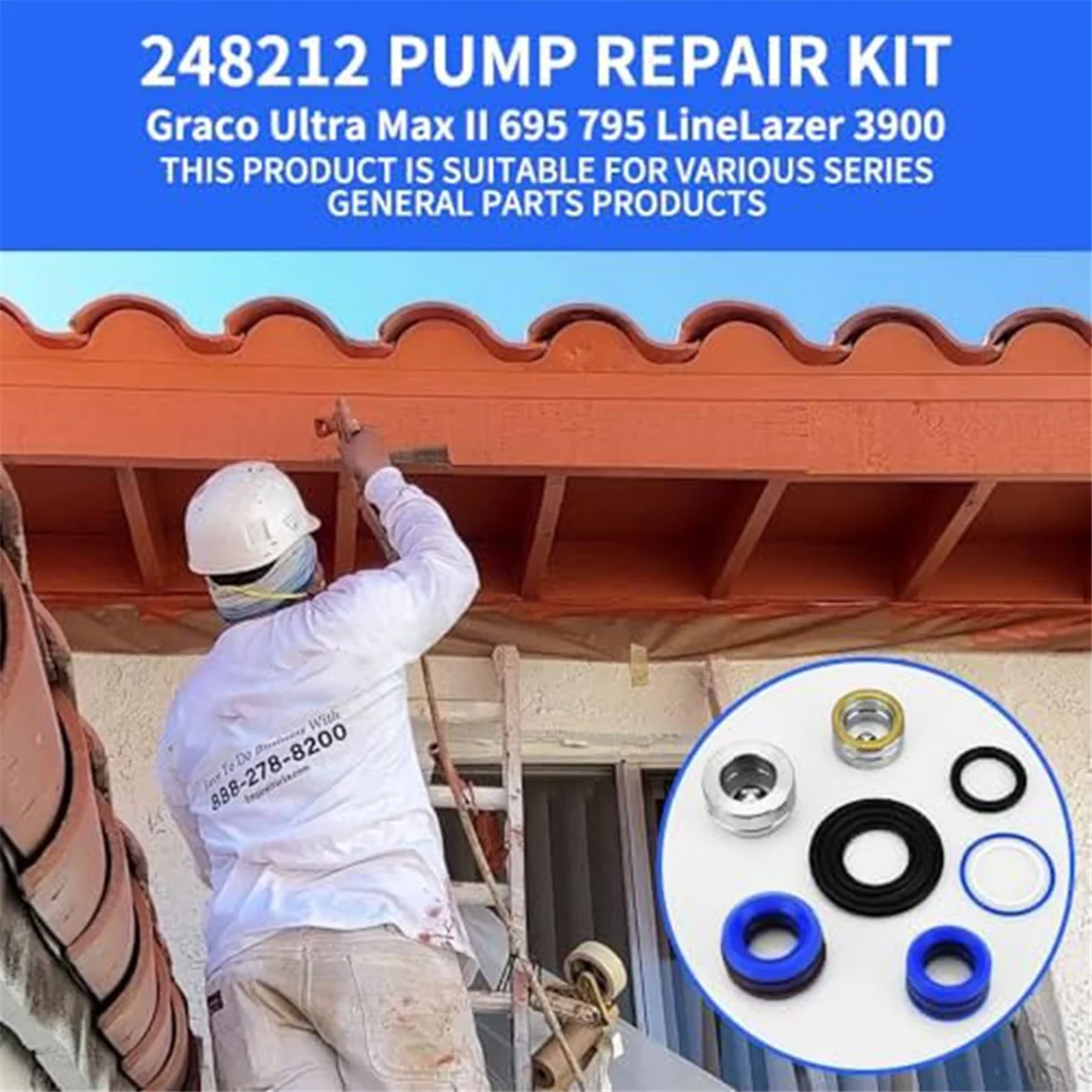 อายล์ 248212   ชุดซ่อมปั๊มสําหรับ GracoAirless Paint Sprayer Ultra Max II 695 795 LineLazer 3900 หลังการขาย 1 ชุด