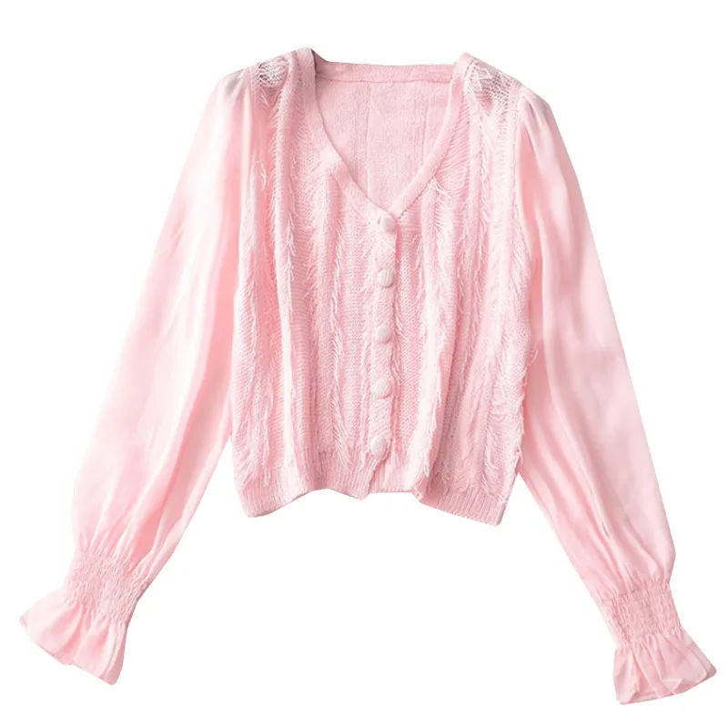 Spring ort V-Ne Long Sve Sweater 2443 Women's Faion Casual Knitwear for Ladies