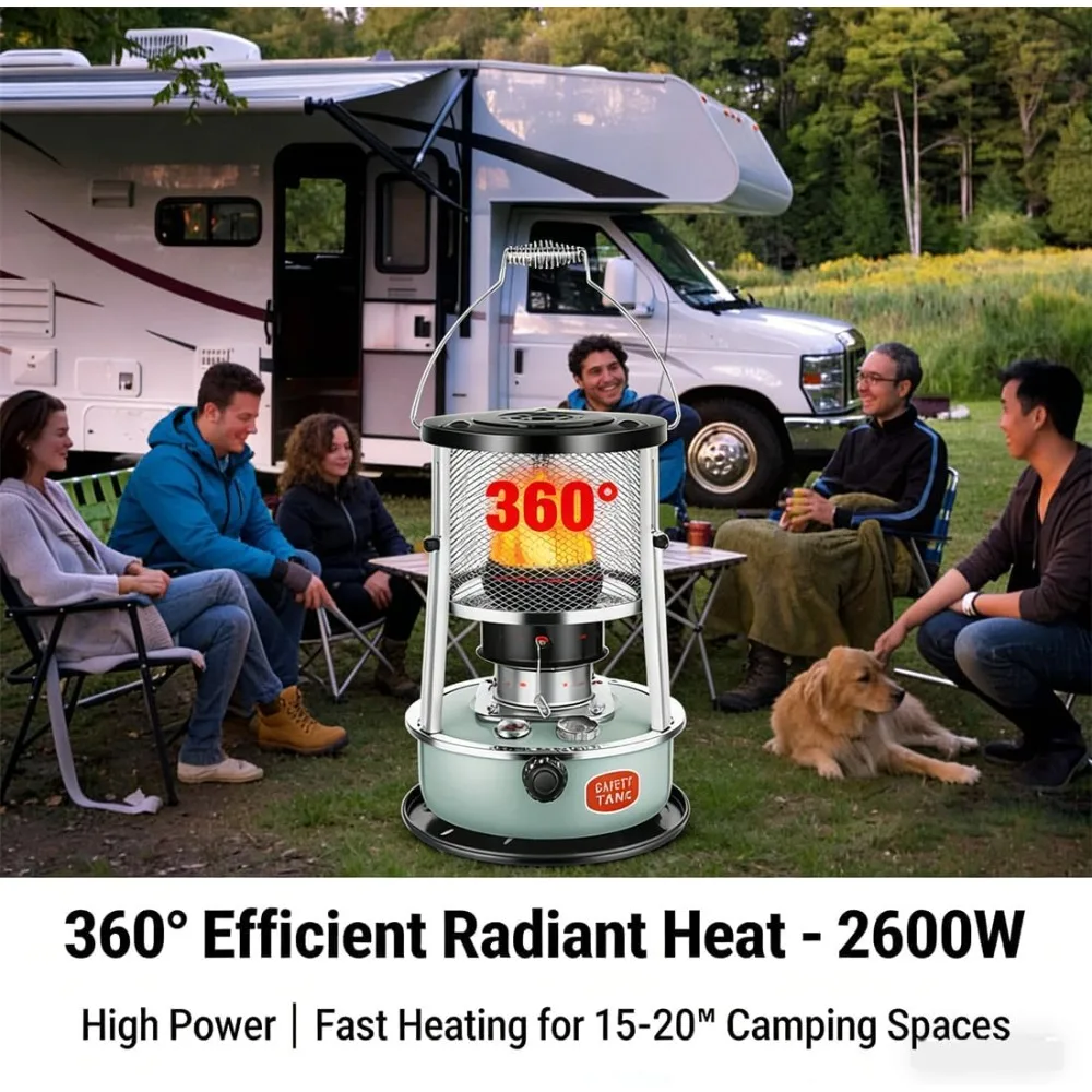 Non Electric Heaters for Indoor, Portable 9000 Btu  Heater Indoor & Stove 2-in-1, Emergency Backup Heater for Outdoor