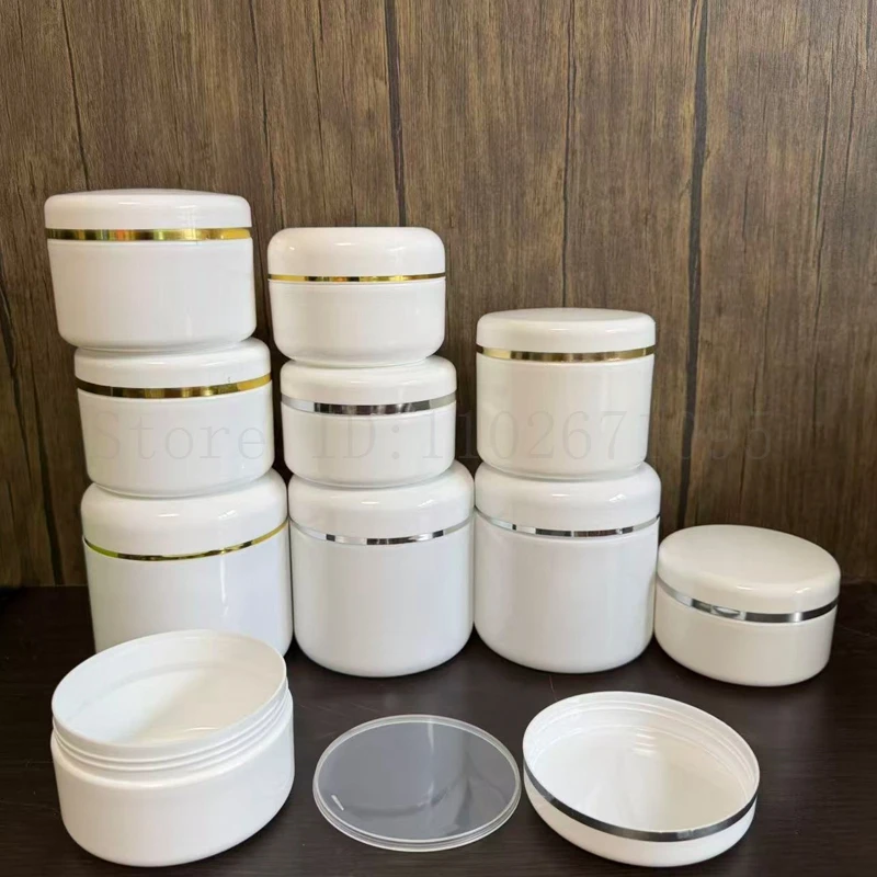 1 bag White Plastic Cream Jar Sample Containers for Cream Jars: Refillable Round Compact Trial Cases