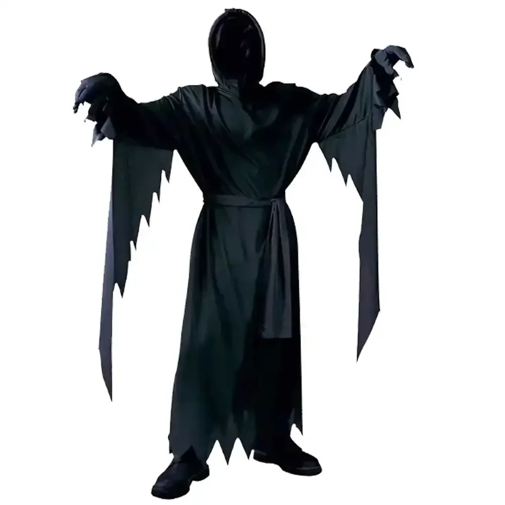 Halloween Erwachsenen-Scream-Kostüm Horror-Geist-Sensenmann Schwarze Robe Geisterhaus-Party Cosplay-Kostüm – Detail 10