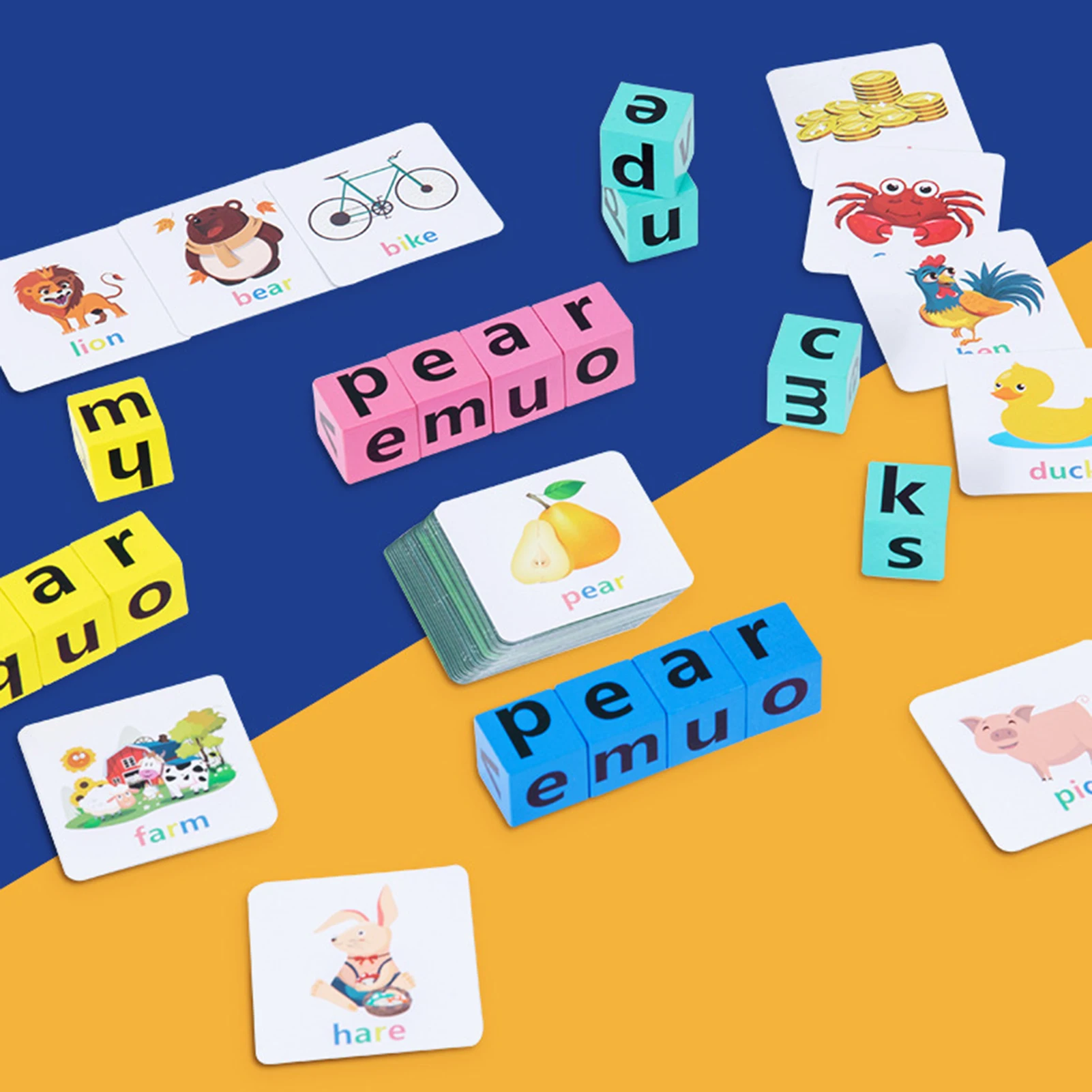 Sussidi didattici Montessori parole inglesi giochi da tavolo di ortografia blocchi di lettere in legno apprendimento precoce cognizione educativa giocattoli per bambini