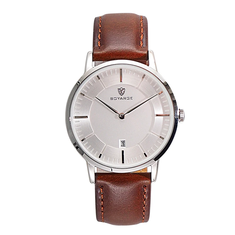 BOYARGE Simple Fashion Style Casual Military Japanese Quartz Men orologi orologio da polso da uomo ultrasottile in acciaio pieno con data