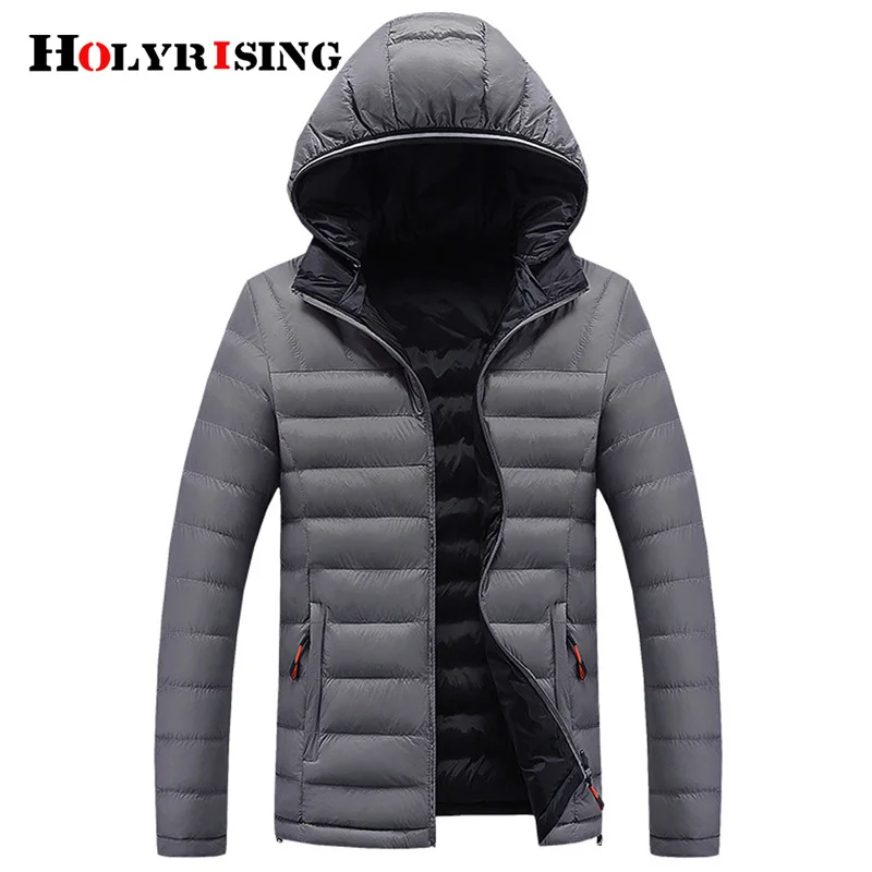 

Holyrising Men Parka Casual Winter Coat Warm Hooded Outwear Ultralight Classic Overcoats Zipper Male Windproof Jackets 18957-5