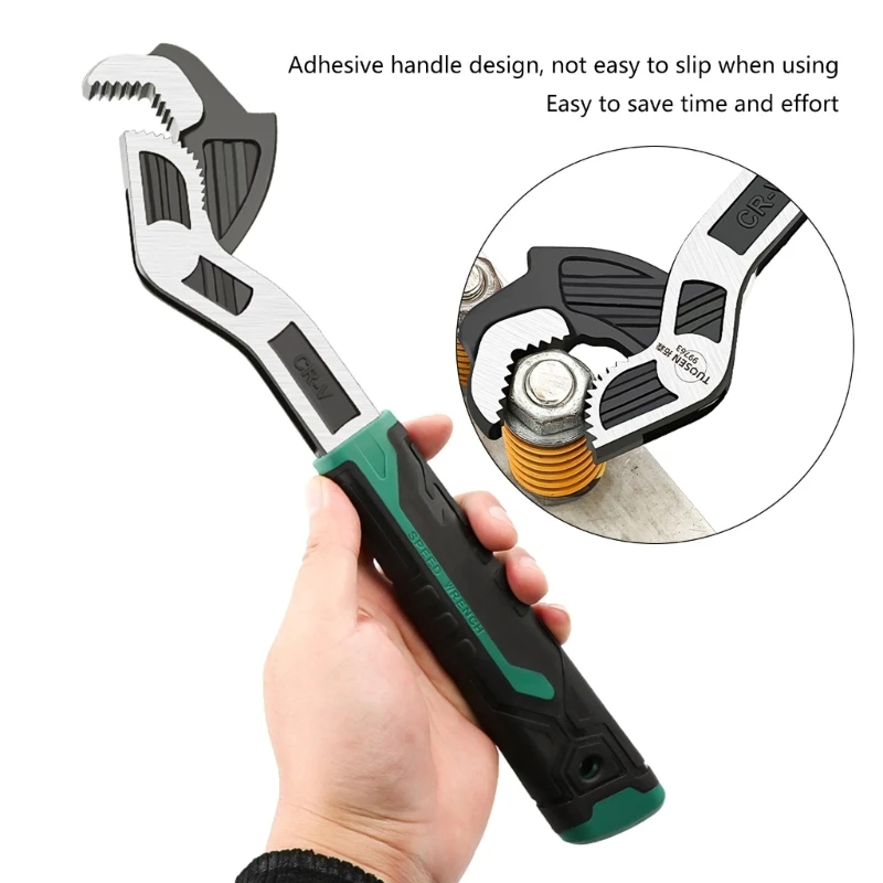 Universal Auto Adjustable Tool Strong Clamping Force, Three Sided Teeth for Anti slip Q81C