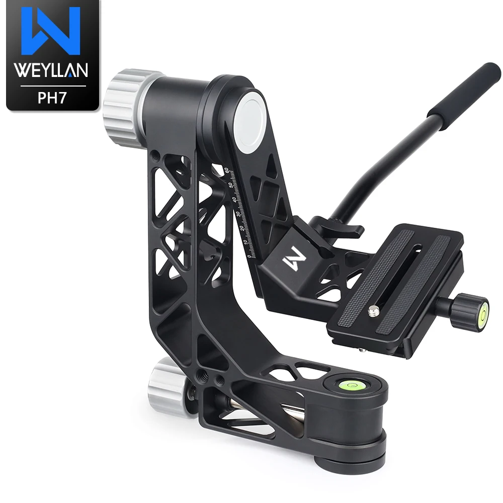 

WEYLLAN PH7 Professional Gimbal Camera Tripod Monopod Head 720 Panoramic DSLR Camera Lens Telescope with Arca-Swiss QR Plate NEW