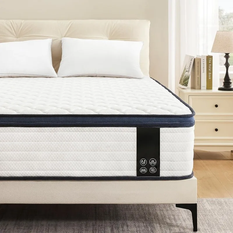 

Queen Mattress 12 Inch Mattress Queen Size - Memory Foam & Pocket Coils Springs, Pressure Relief, Medium Firm Comfort, Motion Is