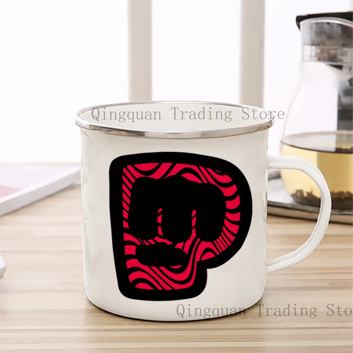 Pewdiepie Red  Enamelled cup Coffee Mug 11oz Ceramic Coffee Tea Cocoa Cup Handle Tea Drink Cup