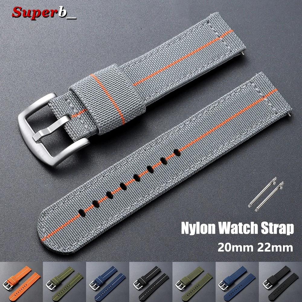 20mm 22mm Nylon Watch Band Quick Release Bracelet for Seiko Men's Sport Military Strap Woven Elastic Fabric Wrist Band Accessory