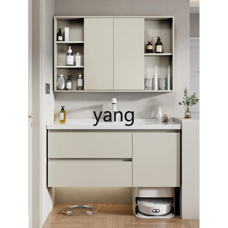 

CX folding hidden feng shui mirror bathroom cabinet ceramic integrated basin