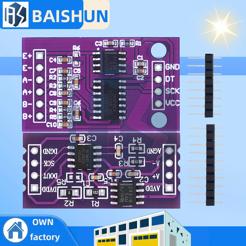 Módulo ADC CS1237 de 24 bits Chip de referencia externo TL431 integrado Detección de pesaje de un solo canal 24 bits CS1238 de doble canal