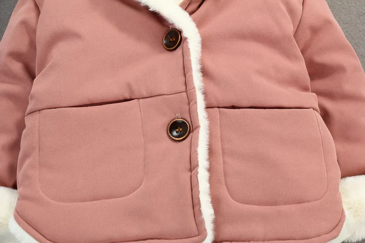 RAISE Autumn Winter Baby Girl Fleece Jacket Bear Ear Hooded Plus Velvet Infant Girl Coat Newborn Baby Girl Outwear Toddler Parka