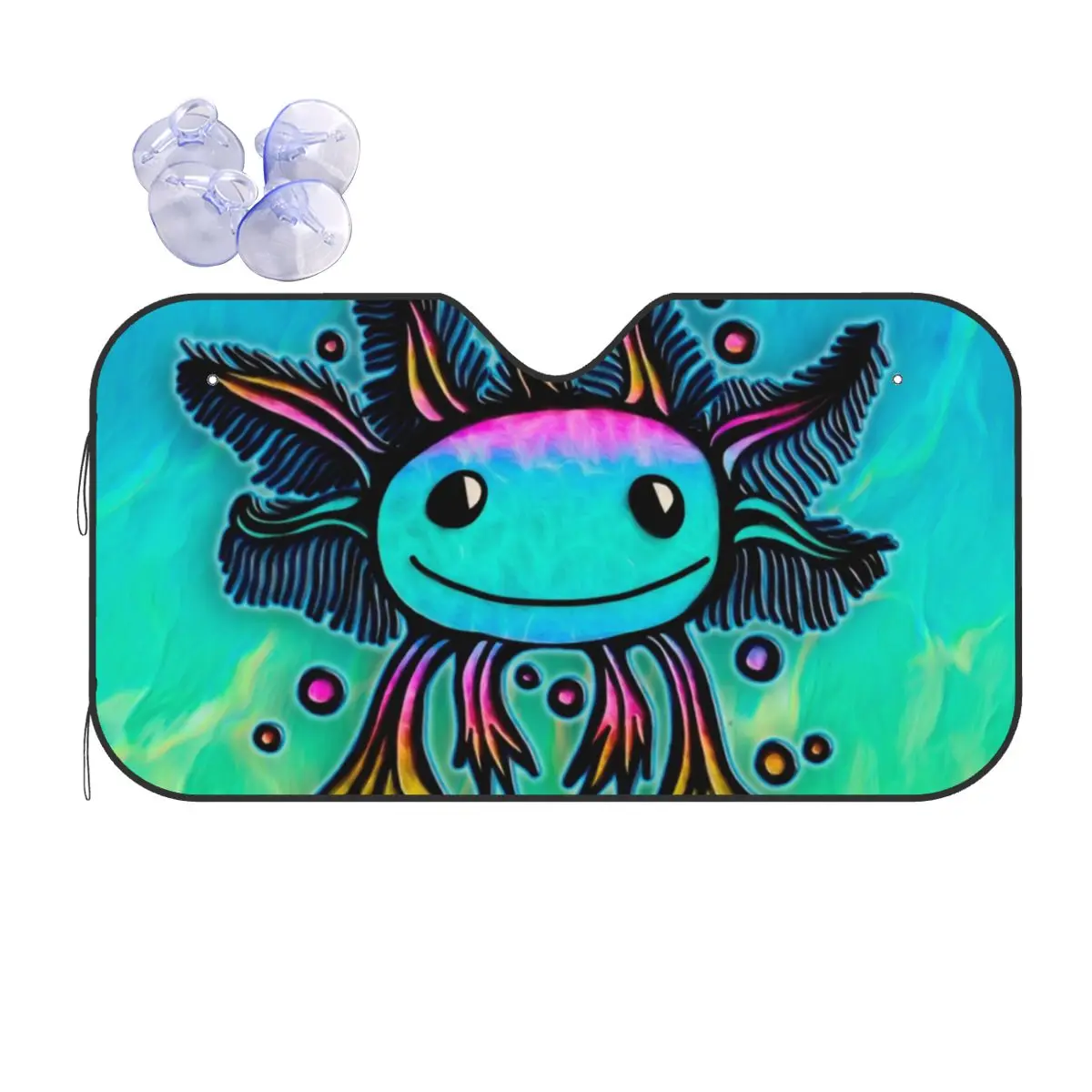 Cute Kawaii Axolotl Novelty Windshield Sunshade 70x130cm Exotic Animal Foils Sun Visor Heat Reflector