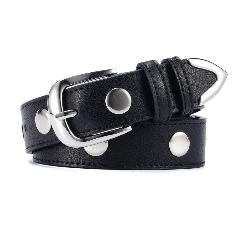 New style women's belt, genuine leather high quality rivet pin buckle cowhide belt