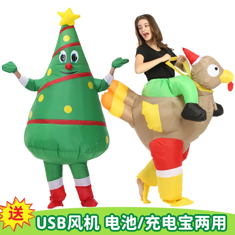 

Adult Halloween Christams Thanksgiving Day Festival Turkey Christmas Tree Inflatable Suit Air Blow up Jumpsuit Women Men 2025