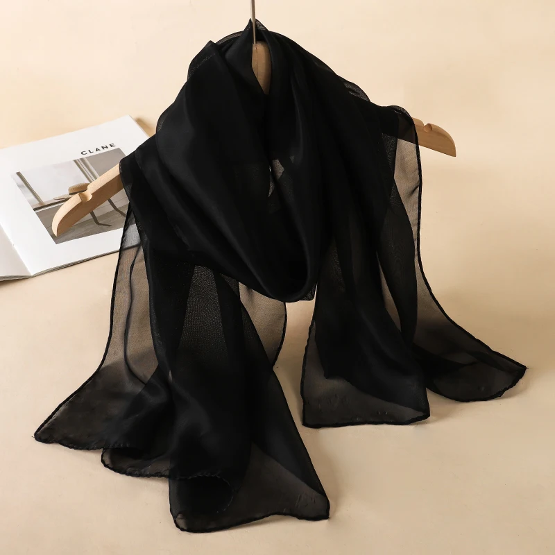 2023 neue Mode Sommer Frauen einfarbig Strand Schal Seide Schals Stirnband Weibliche Stirnband Wraps Sonnencreme Hijab Großhandel – Detail 2