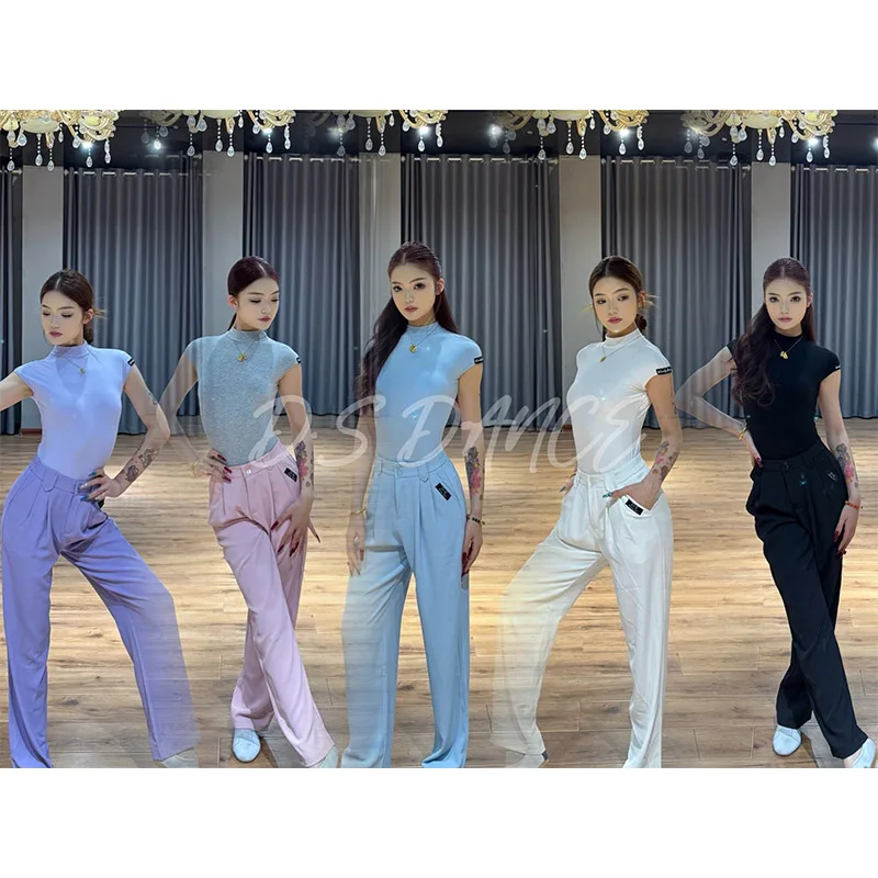 

Latin Dance Pants Women Practice Clothing Adult Rumba Cha Cha Ballroom Dance Clothes High Waist Black Latin Trousers DNV23774