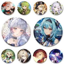 44/58mm Genshin Impact Game Badge Cute Cosplay Brooches Handmade Tinplate Lapel Pins for Clothes Backpack Jewelry Hat Accessory