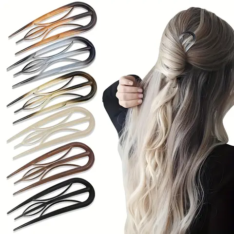 3-Pack of French-Style Hair Clips in Random Colors, Suitable for Both Thin and Thick Hair, with a Gentle Grip Design for Easy Creation of Updos, Buns, and Ponytails